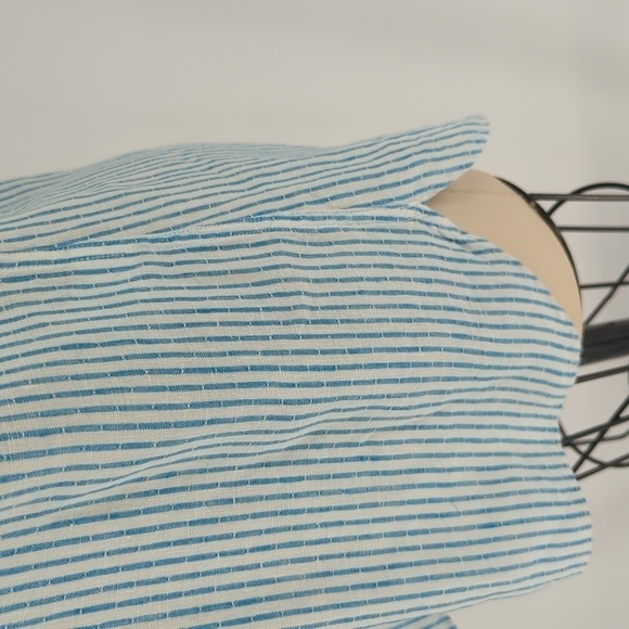 Talbots Striped Linen Shirt Blue White XS preppy classic Business casual coastal - Picture 5 of 7